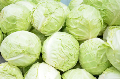 Full frame shot of cabbages for sale at market