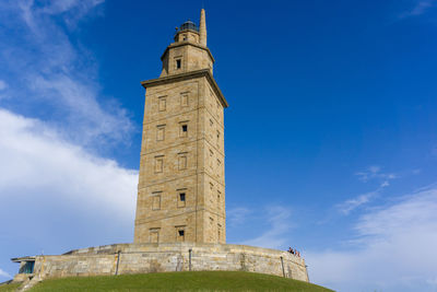 Low angle view of lighthouse against sky