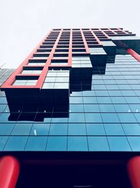 Low angle view of modern building against clear sky