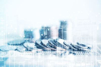 Digital composite image of modern building in city