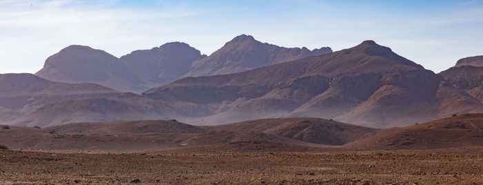 Scenic view of rocky mountains against sky