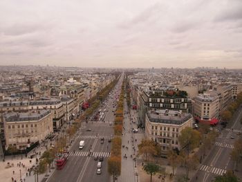 High angle view of cityscape against sky