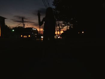 Silhouette of ferris wheel against sky at night