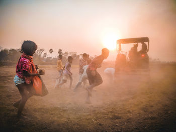 People on field