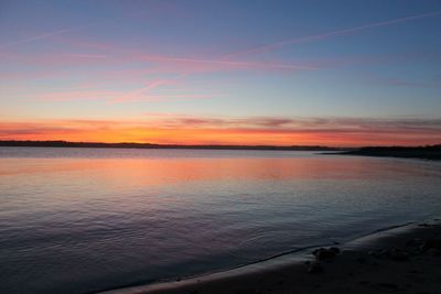 Scenic view of sea against sky at sunset