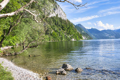 Scenic view of lake and mountains