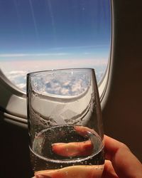 Close-up of beer in glass