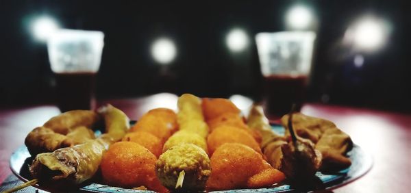 Close-up of food in plate on table