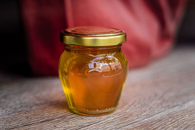 Close-up of jar on table