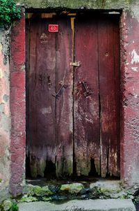 Closed door of old building