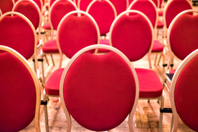 Full frame shot of red chairs