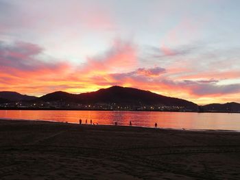 Scenic view of mountains at sunset