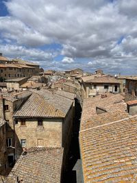 High angle view of townscape against sky