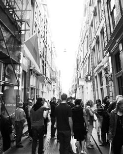 People walking on city street