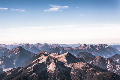 High angle shot of rocky landscape against the sky