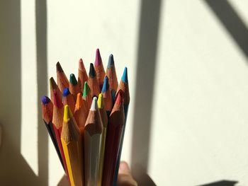 Close-up of multi colored pencils