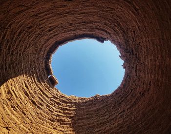 Low angle view of wall against clear sky