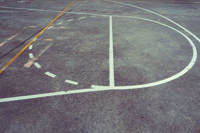 High angle view of basketball court