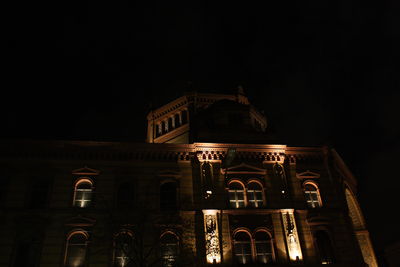 Low angle view of illuminated built structure