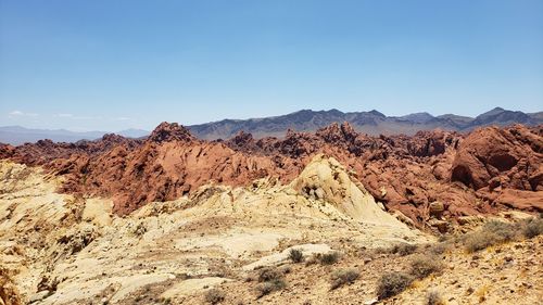 Rock formations in desert against sky