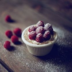 Close-up of strawberries on table