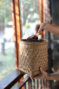 Close-up of hand holding ice cream