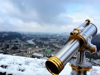 View of cityscape against sky during winter