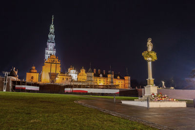 Low angle view of city at night