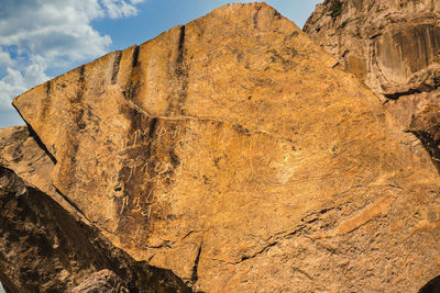 Low angle view of rock formations