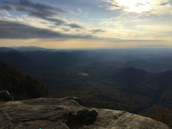 Scenic view of landscape against sky during sunset