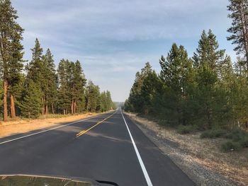 Road amidst trees against sky