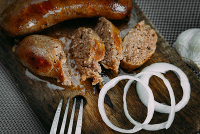 High angle view of bread on table