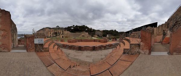 Panoramic view of old building against sky