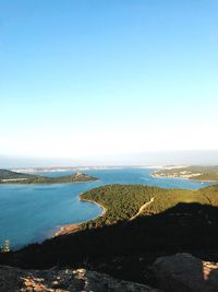 Scenic view of sea against clear sky