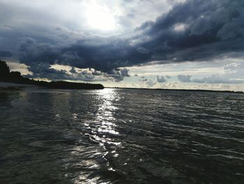 Scenic view of sea against cloudy sky