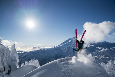 Man skiing in backcountry at mt. baker, washington