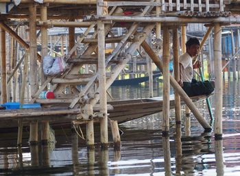 People sitting in water