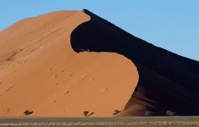 Scenic view of desert against clear sky