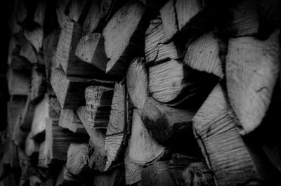 Full frame shot of logs in forest