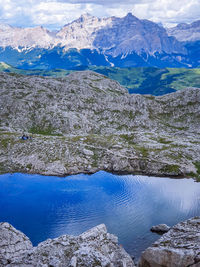 Scenic view of lake and mountains