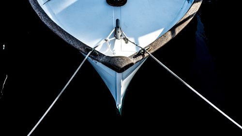 High angle view of boat moored on water