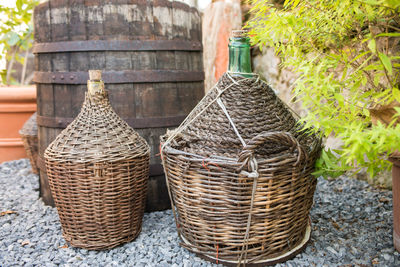 Close-up of wicker basket