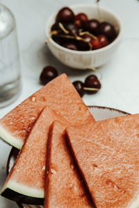 Close-up of dessert in plate on table