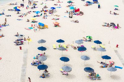 High angle view of people on beach