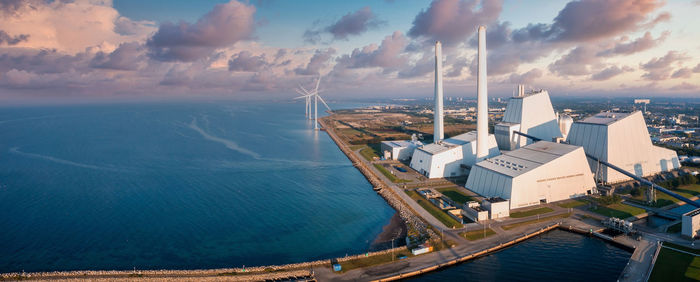 Aerial view of the eco esg green power station.