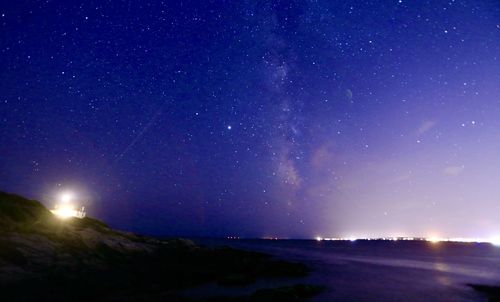 Scenic view of illuminated star field against sky at night