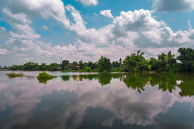 Scenic view of lake against sky