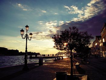 View of city at sunset
