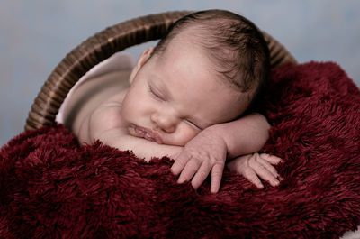 Close-up portrait of cute baby sleeping