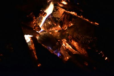 Close-up of bonfire at night